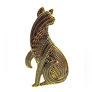 Cute gold cat pin brooch in gold beaded textured finish fashion cat pin  NEW